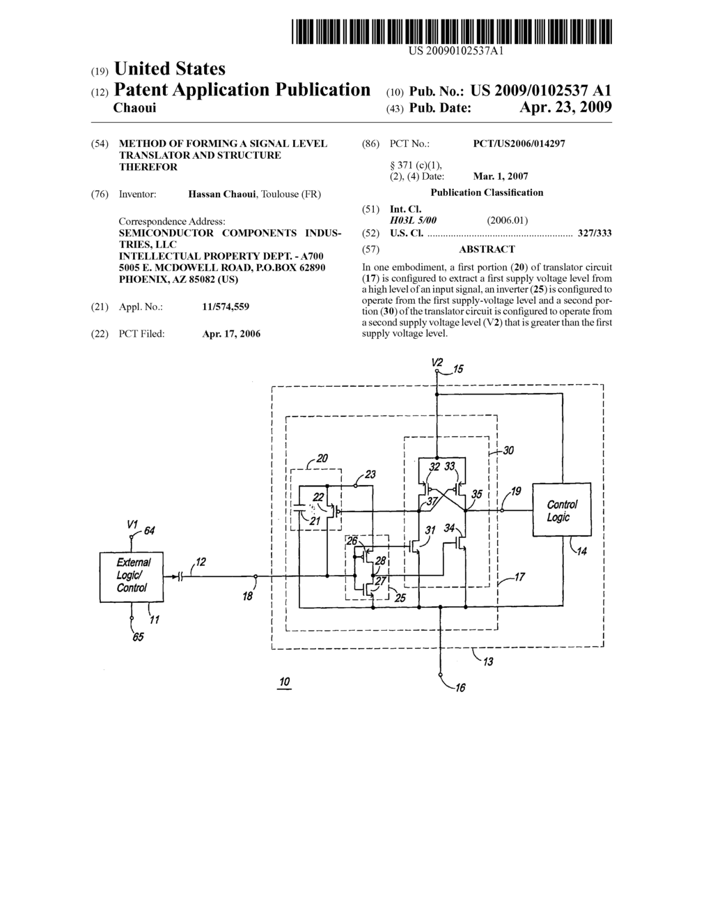 METHOD OF FORMING A SIGNAL LEVEL TRANSLATOR AND STRUCTURE THEREFOR - diagram, schematic, and image 01