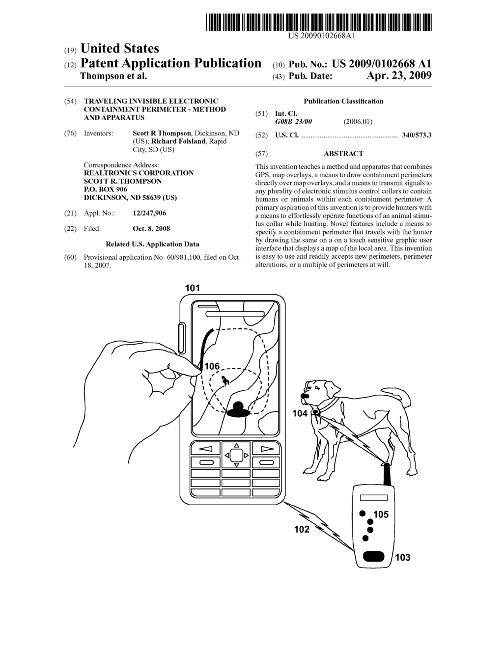 Traveling Invisible Electronic Containment Perimeter - Method and Apparatus - diagram, schematic, and image 01