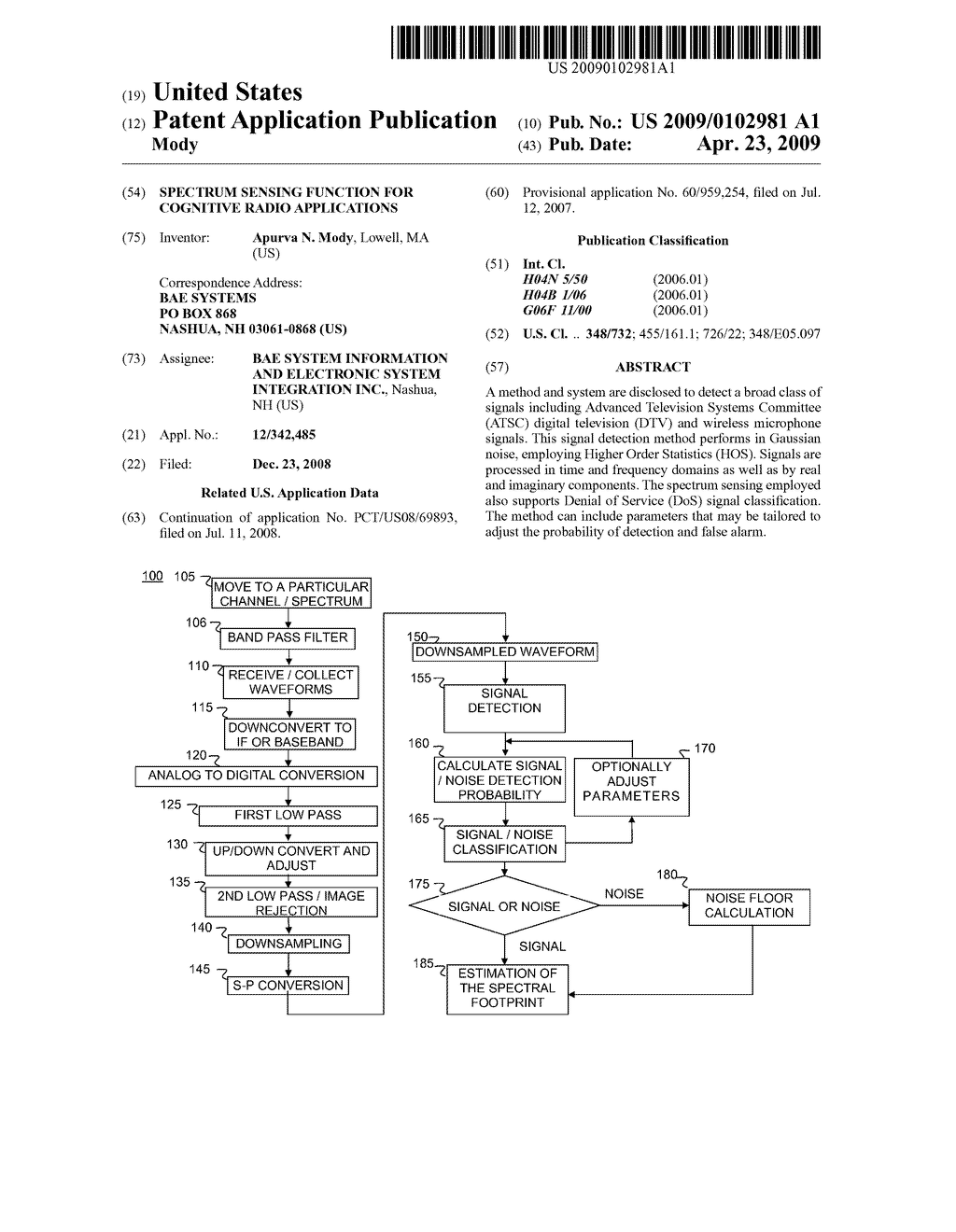 SPECTRUM SENSING FUNCTION FOR COGNITIVE RADIO APPLICATIONS - diagram, schematic, and image 01