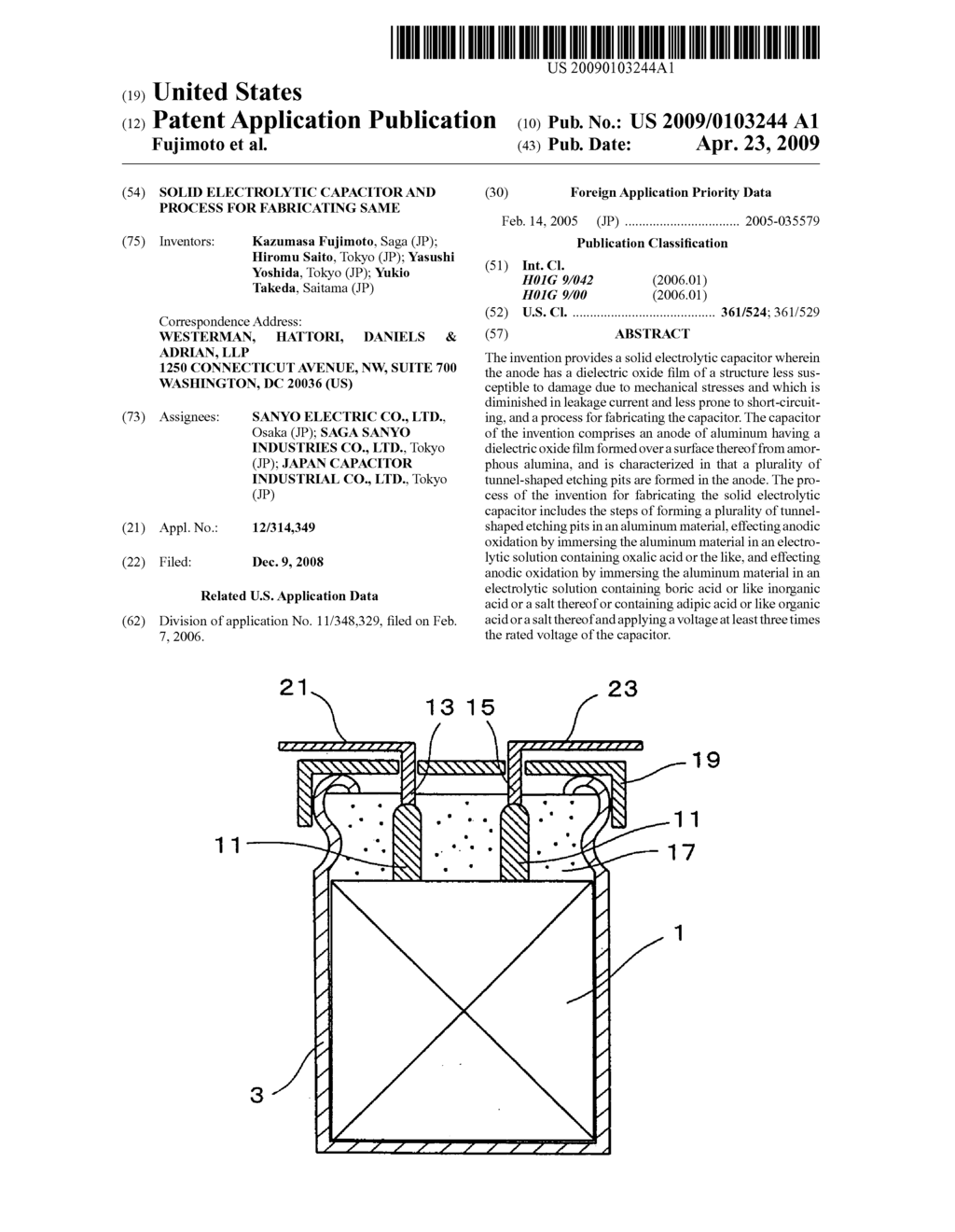 Solid electrolytic capacitor and process for fabricating same - diagram, schematic, and image 01