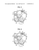 DEVELOPMENT DEVICE, IMAGE FORMING APPARATUS, AND PROCESS CARTRIDGE HAVING COMPACT STRUCTURE FOR DISCHARGING DEVELOPER diagram and image