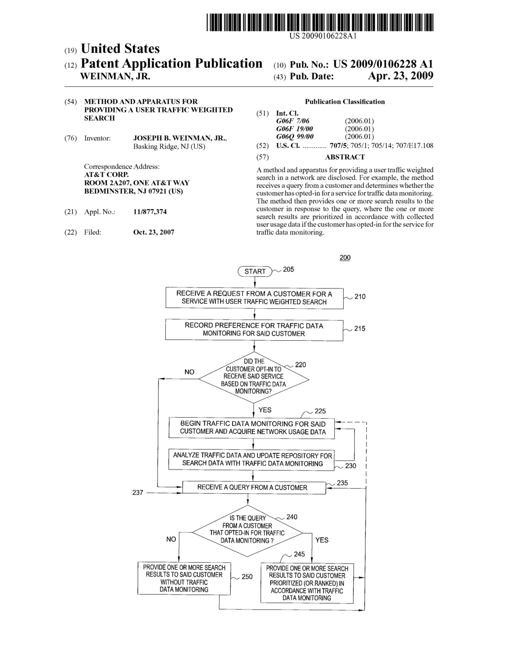 METHOD AND APPARATUS FOR PROVIDING A USER TRAFFIC WEIGHTED SEARCH - diagram, schematic, and image 01