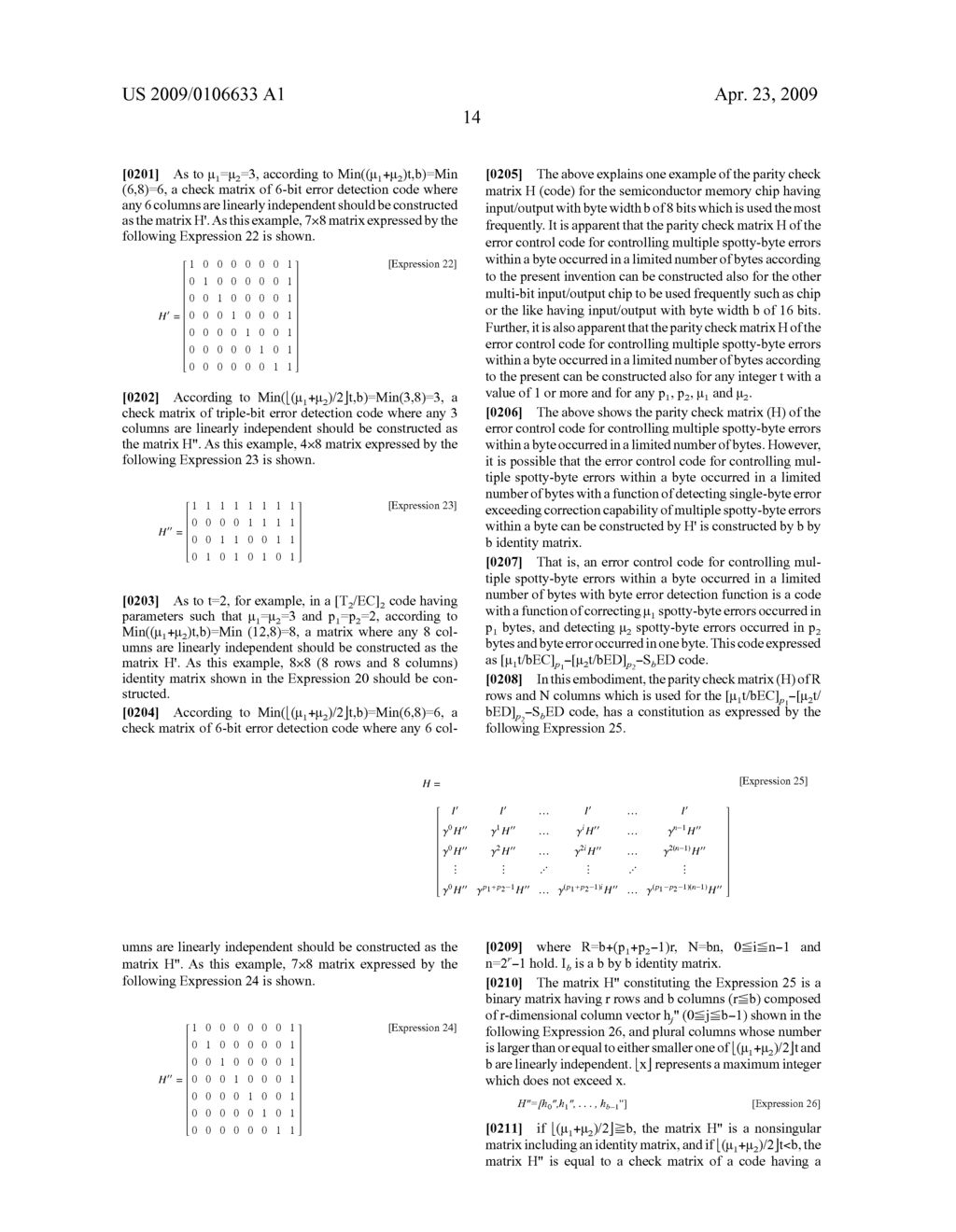 METHOD AND APPARATUS FOR CORRECTING AND DETECTING MULTIPLE SPOTTY-BYTE ERRORS WITHIN A BYTE OCCURRED IN A LIMITED NUMBER OF BYTES - diagram, schematic, and image 37