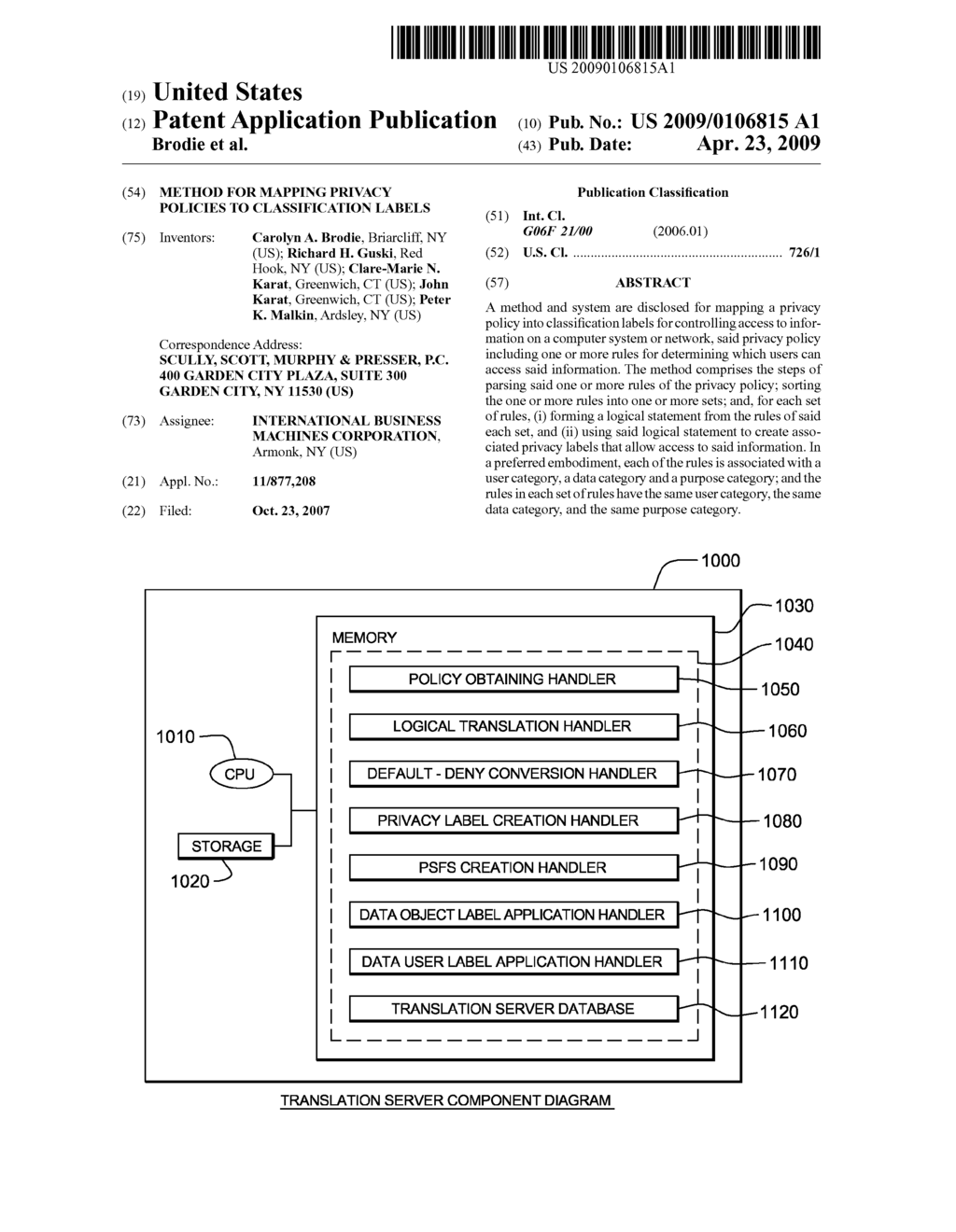 METHOD FOR MAPPING PRIVACY POLICIES TO CLASSIFICATION LABELS - diagram, schematic, and image 01