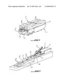 SYSTEM FOR TRANSPORTING A SPAN ON A ROAD VEHICLE CAPABLE OF BEING TRANSFORMED INTO AN AMPHIBIOUS VEHICLE ENABLING THE CROSSING OF A DRY OR WATER-FILLED GAP BY ANY ROAD VEHICLE diagram and image