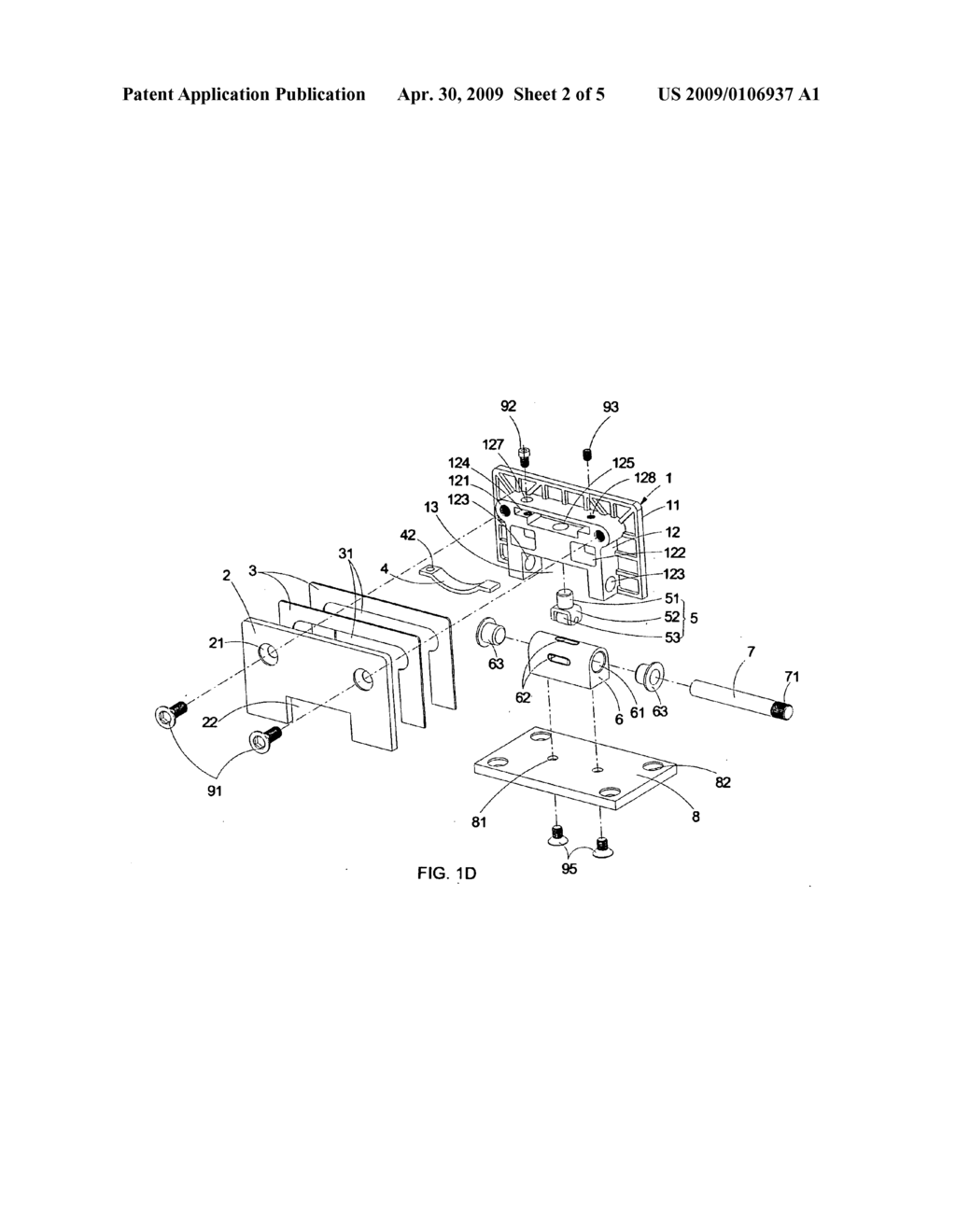 Hinge for a glass door - diagram, schematic, and image 03