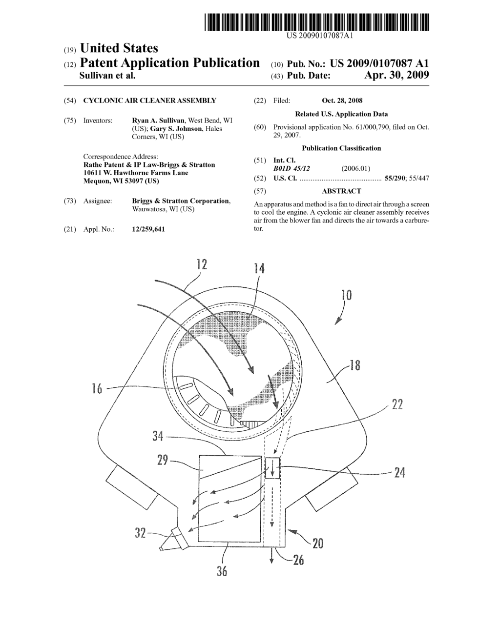 CYCLONIC AIR CLEANER ASSEMBLY - diagram, schematic, and image 01