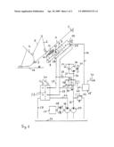 Procedure to align working equipment mounted to a liftable and lowerable hositing frame of a working machine diagram and image