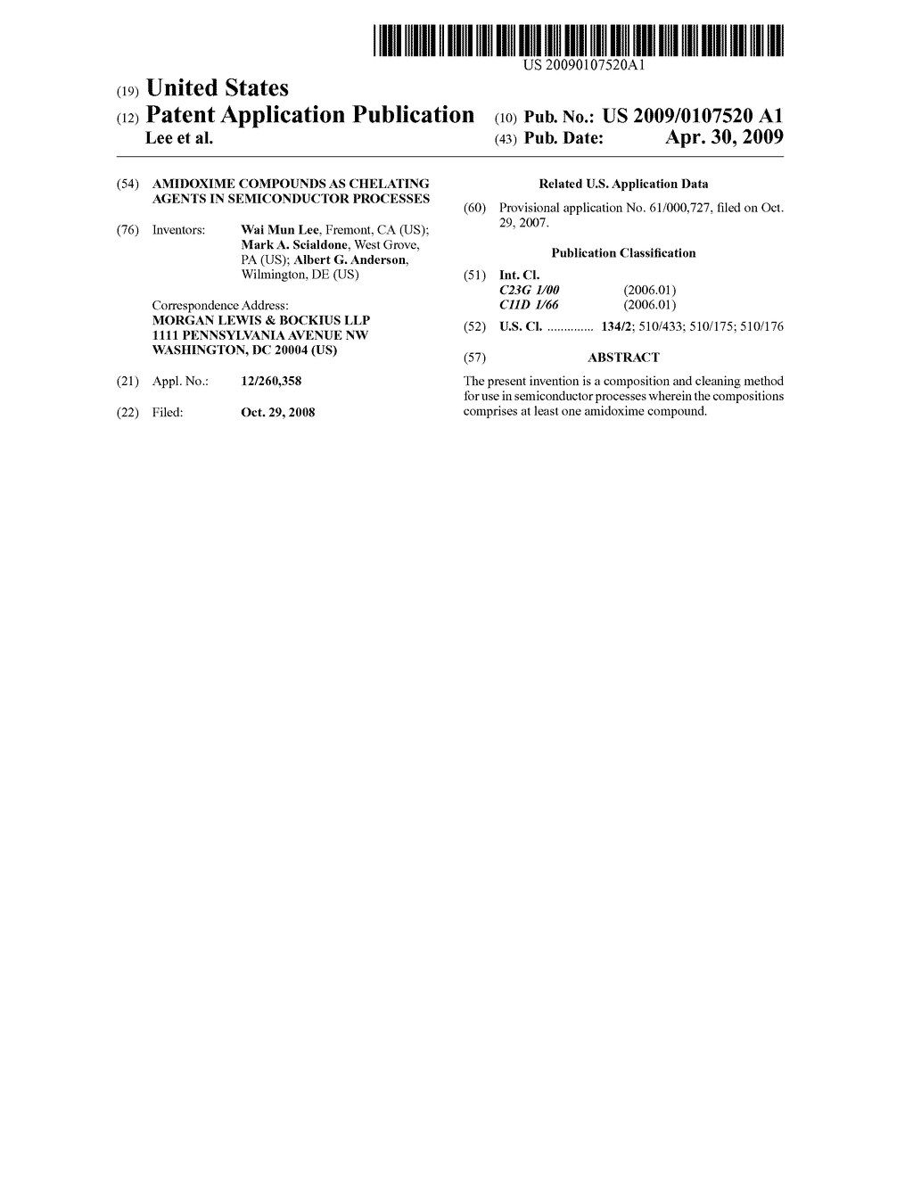 AMIDOXIME COMPOUNDS AS CHELATING AGENTS IN SEMICONDUCTOR PROCESSES - diagram, schematic, and image 01