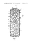 Off-road tire tread having strake and chamfer structure diagram and image