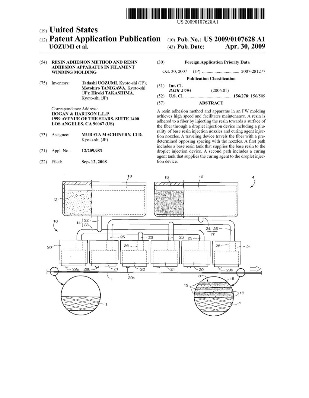 Resin Adhesion Method and Resin Adhesion Apparatus in Filament Winding Molding - diagram, schematic, and image 01