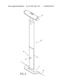 Retractable single luggage handle with arrangement for holding an auxiliary piece of luggage on top of a main piece of luggage by turning into a cross support diagram and image