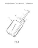 Retractable single luggage handle with arrangement for holding an auxiliary piece of luggage on top of a main piece of luggage by turning into a cross support diagram and image