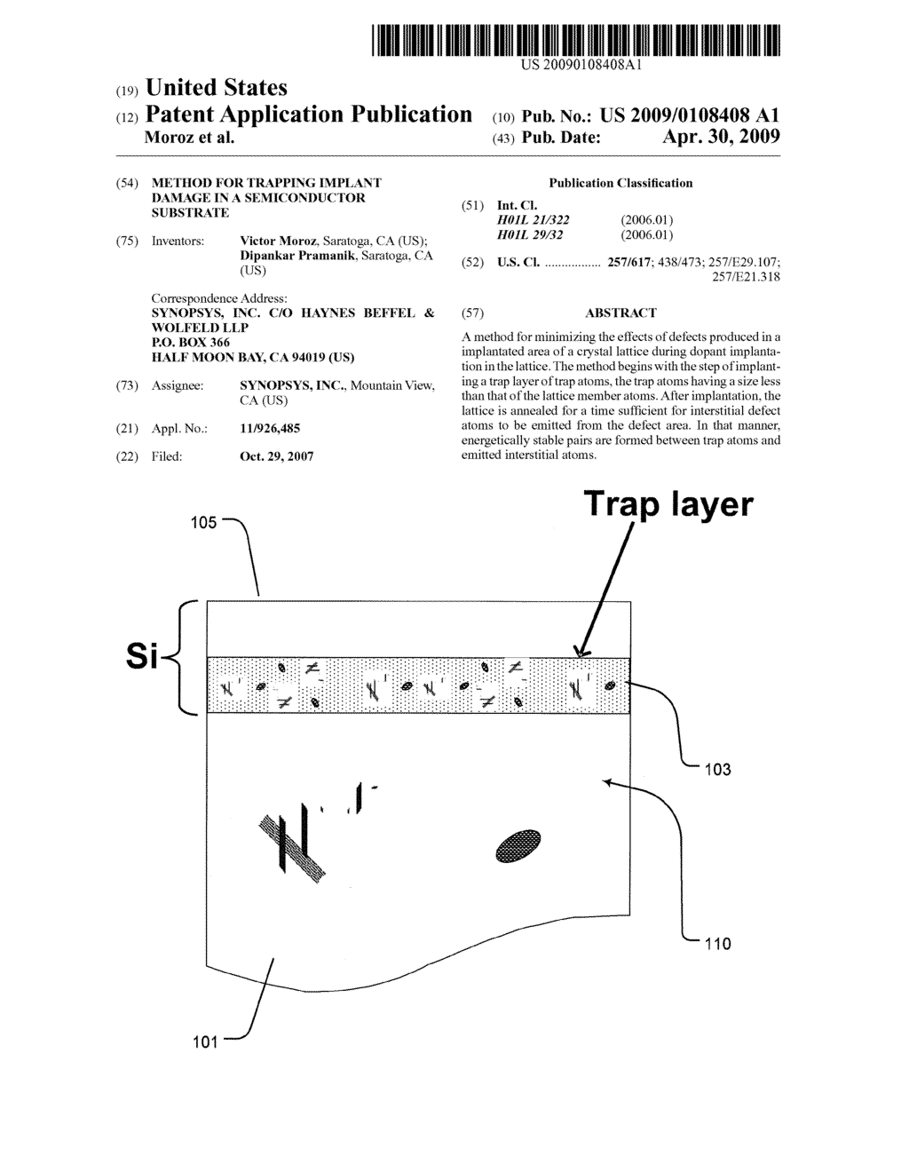 Method for Trapping Implant Damage in a Semiconductor Substrate - diagram, schematic, and image 01