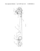 METHOD AND APPARATUS FOR TRANSITIONING A HEAVY EQUIPMENT HAULING REAR LOADING TRAILER BETWEEN TRANSPORT AND LOADING POSITIONS diagram and image