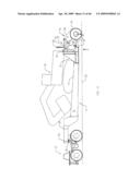 METHOD AND APPARATUS FOR TRANSITIONING A HEAVY EQUIPMENT HAULING REAR LOADING TRAILER BETWEEN TRANSPORT AND LOADING POSITIONS diagram and image