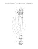 METHOD AND APPARATUS FOR TRANSITIONING A HEAVY EQUIPMENT HAULING REAR LOADING TRAILER BETWEEN TRANSPORT AND LOADING POSITIONS diagram and image