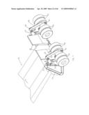 METHOD AND APPARATUS FOR TRANSITIONING A HEAVY EQUIPMENT HAULING REAR LOADING TRAILER BETWEEN TRANSPORT AND LOADING POSITIONS diagram and image