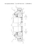 METHOD AND APPARATUS FOR TRANSITIONING A HEAVY EQUIPMENT HAULING REAR LOADING TRAILER BETWEEN TRANSPORT AND LOADING POSITIONS diagram and image