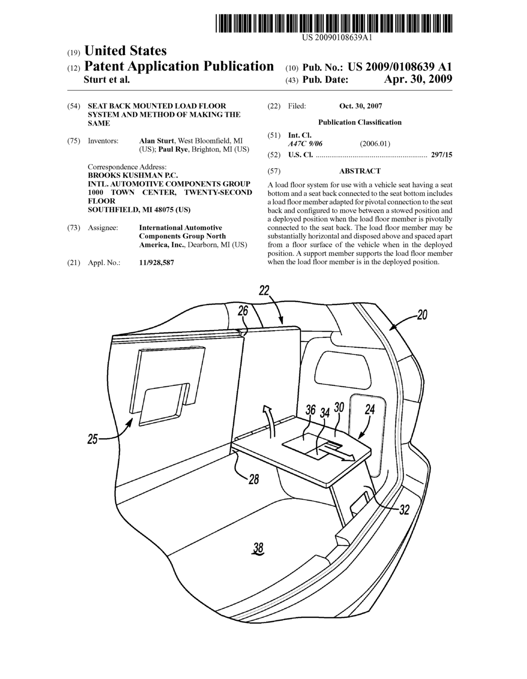 SEAT BACK MOUNTED LOAD FLOOR SYSTEM AND METHOD OF MAKING THE SAME - diagram, schematic, and image 01