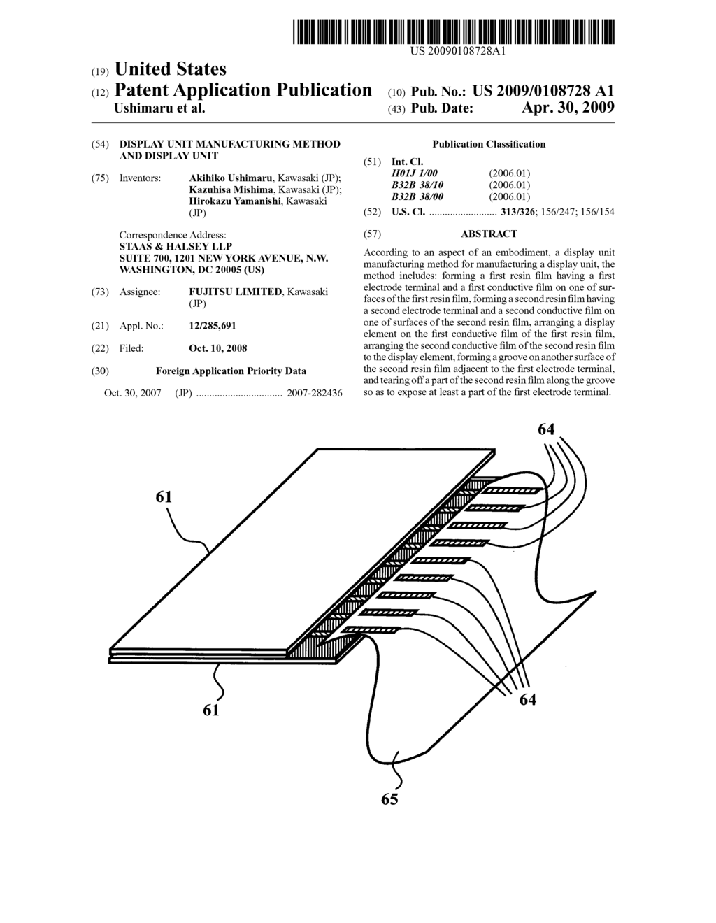 Display unit manufacturing method and display unit - diagram, schematic, and image 01