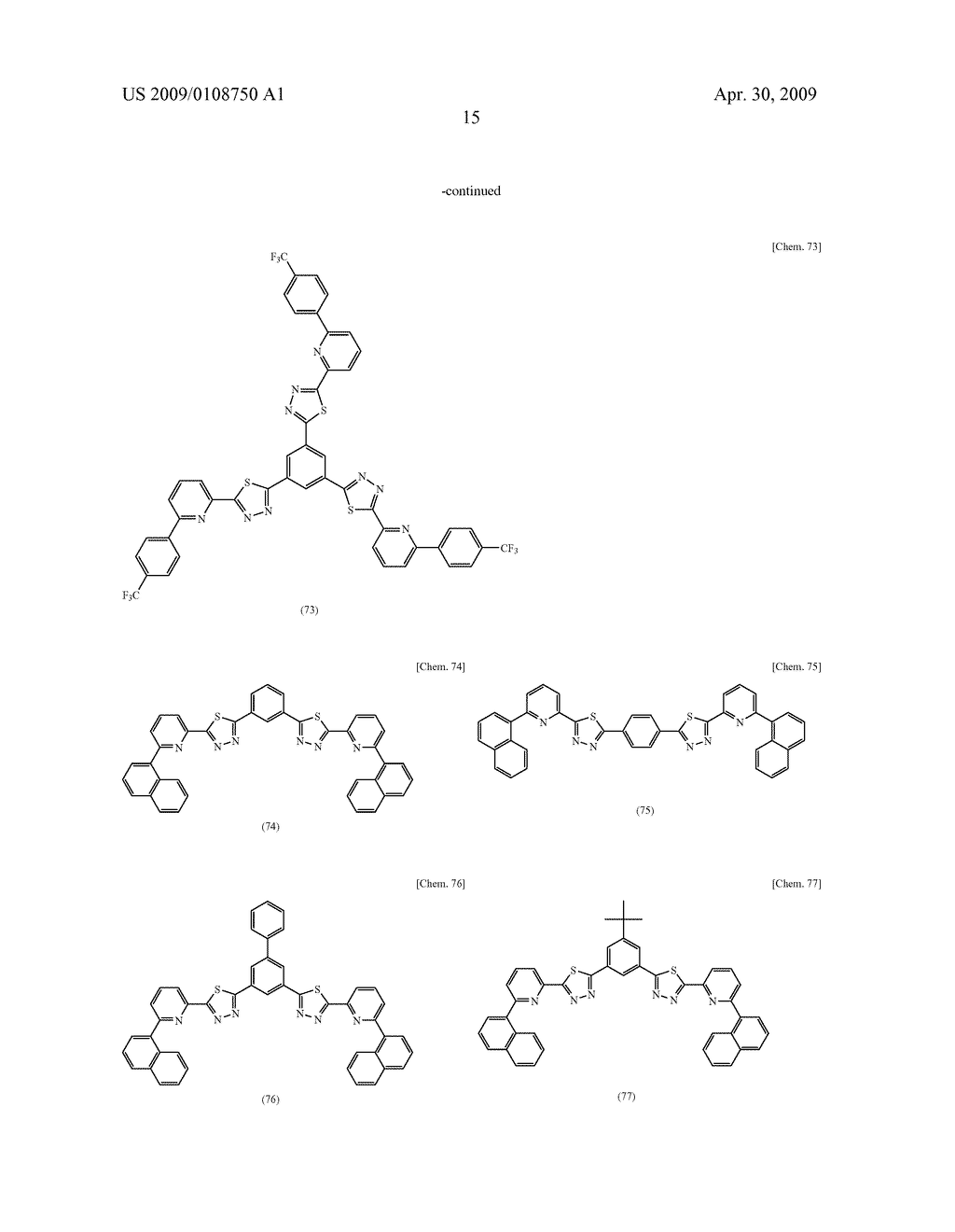 COMPOUND HAVING THIADIAZOLE RING STRUCTURE SUBSTITUTED WITH PYRIDYL GROUP AND ORGANIC ELECTROLUMINESCENT DEVICE - diagram, schematic, and image 21