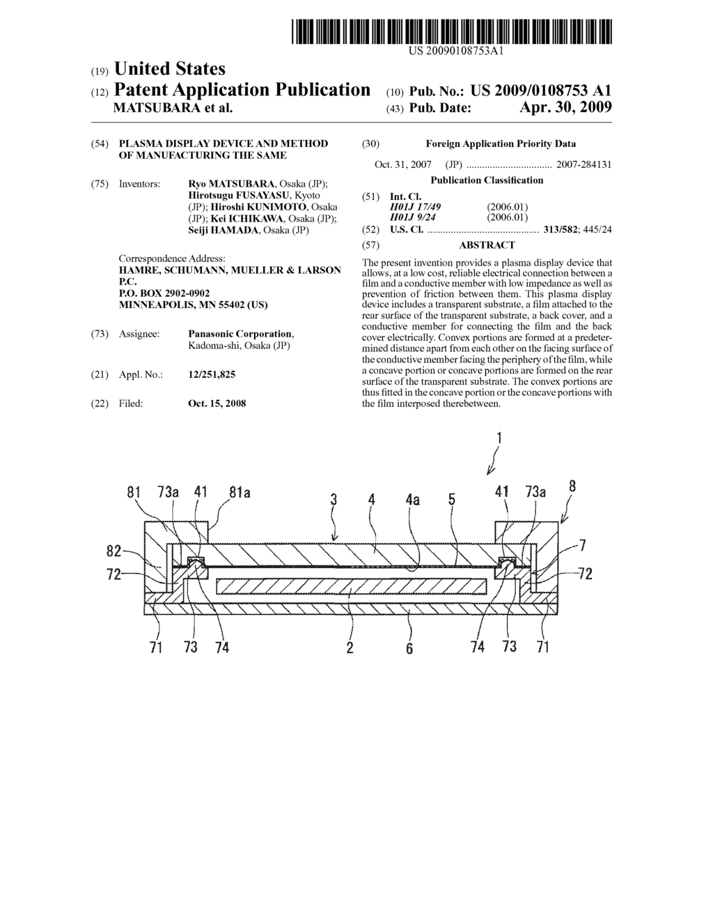 PLASMA DISPLAY DEVICE AND METHOD OF MANUFACTURING THE SAME - diagram, schematic, and image 01