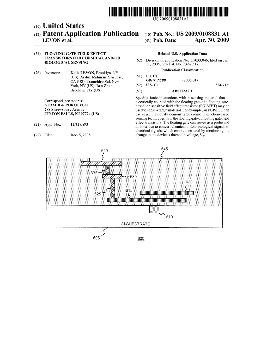 FLOATING GATE FIELD EFFECT TRANSISTORS FOR CHEMICAL AND/OR BIOLOGICAL SENSING - diagram, schematic, and image 01