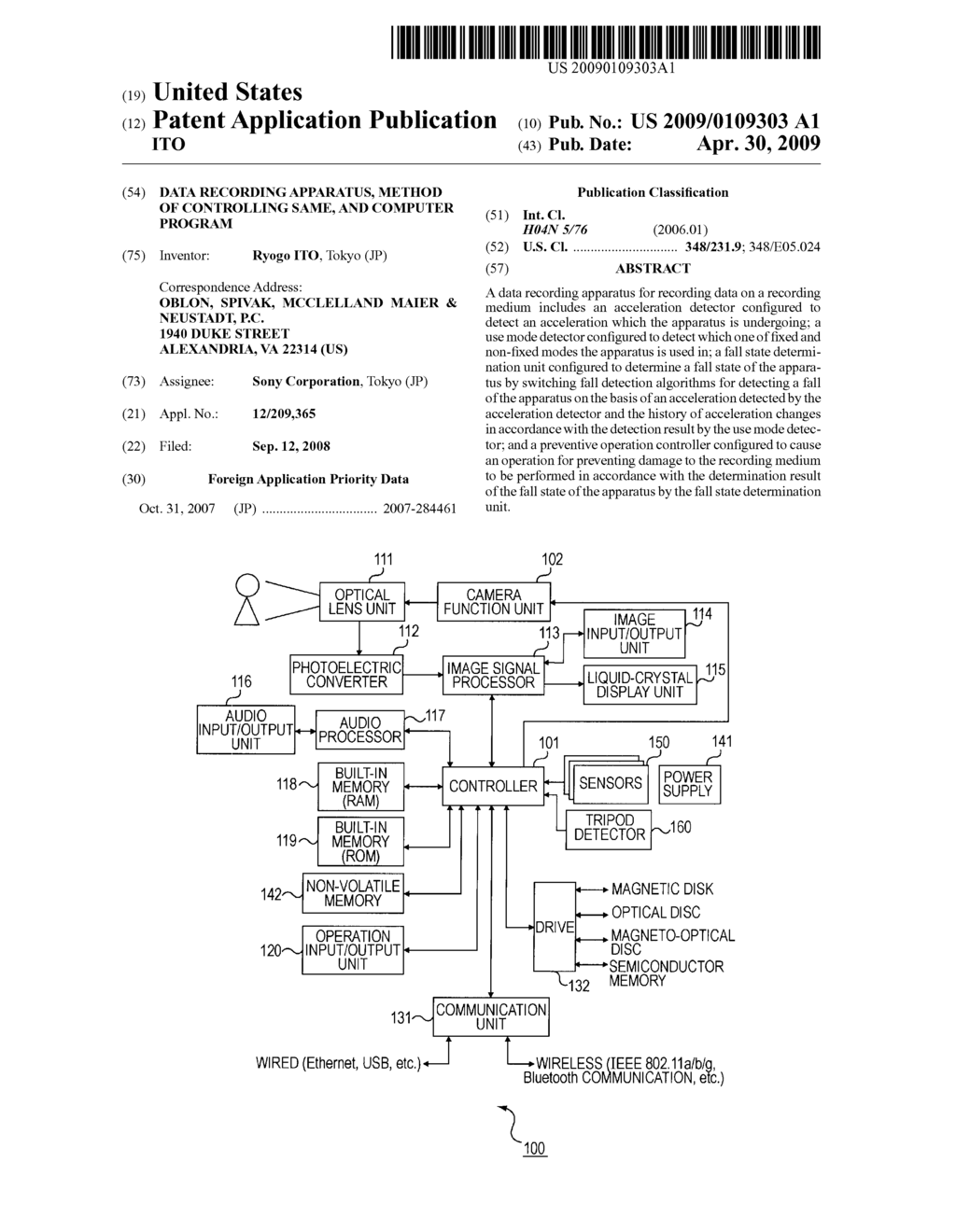 DATA RECORDING APPARATUS, METHOD OF CONTROLLING SAME, AND COMPUTER PROGRAM - diagram, schematic, and image 01