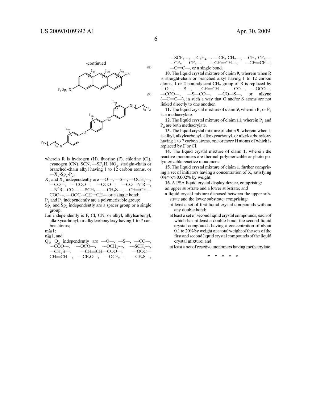 LIQUID CRYSTAL MIXTURE FOR PSA PROCESS AND LIQUID CRYSTAL DISPLAY DEVICE - diagram, schematic, and image 12