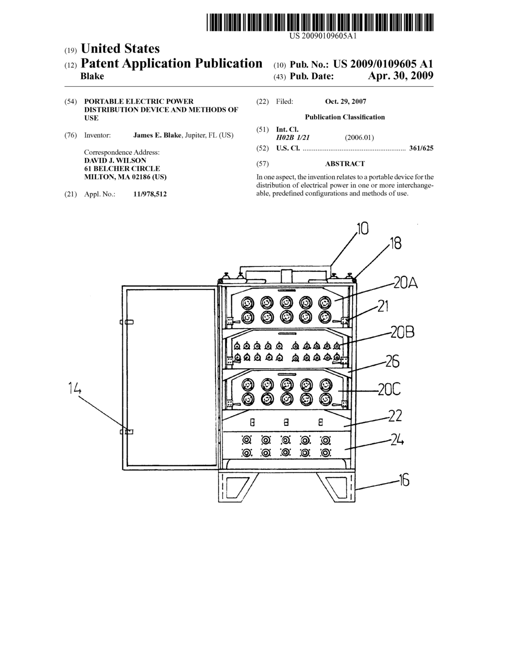 Portable electric power distribution device and methods of use - diagram, schematic, and image 01