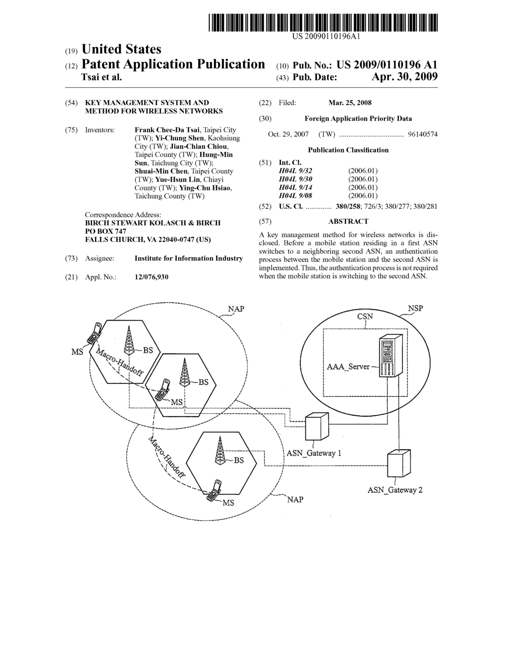 Key management system and method for wireless networks - diagram, schematic, and image 01