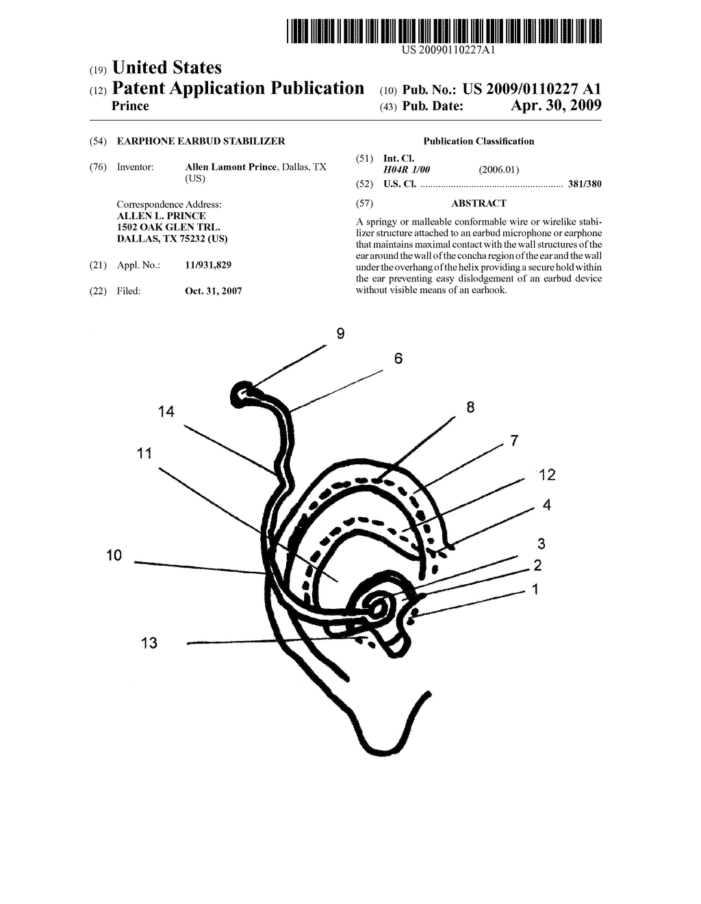 Earphone earbud stabilizer - diagram, schematic, and image 01