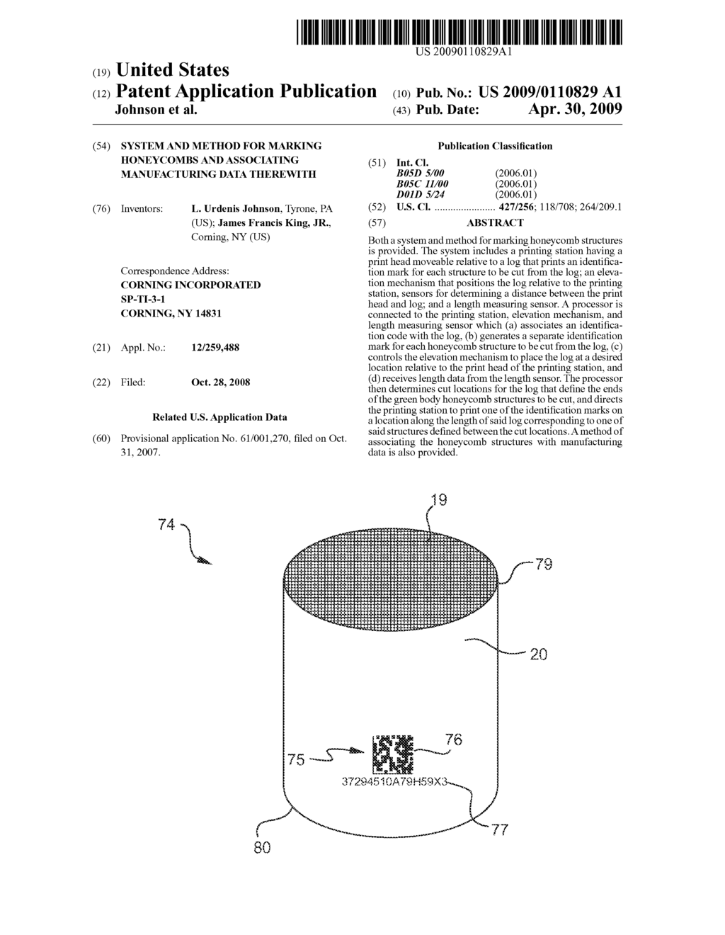 System And Method For Marking Honeycombs And Associating Manufacturing Data Therewith - diagram, schematic, and image 01