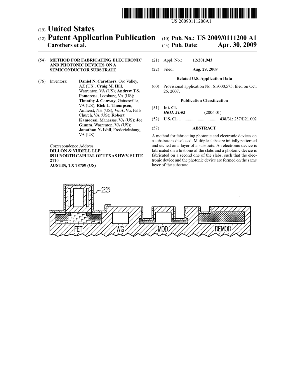 Method for Fabricating Electronic and Photonic Devices on a Semiconductor Substrate - diagram, schematic, and image 01