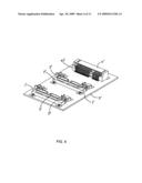 Latching device used for locking two daughter printed circuit boards in connector set diagram and image