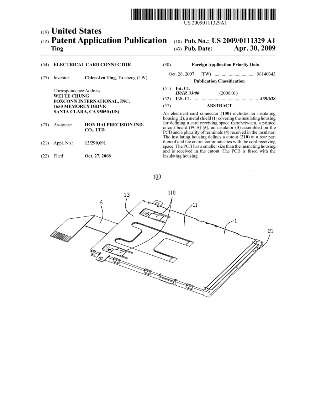 Electrical card connector - diagram, schematic, and image 01