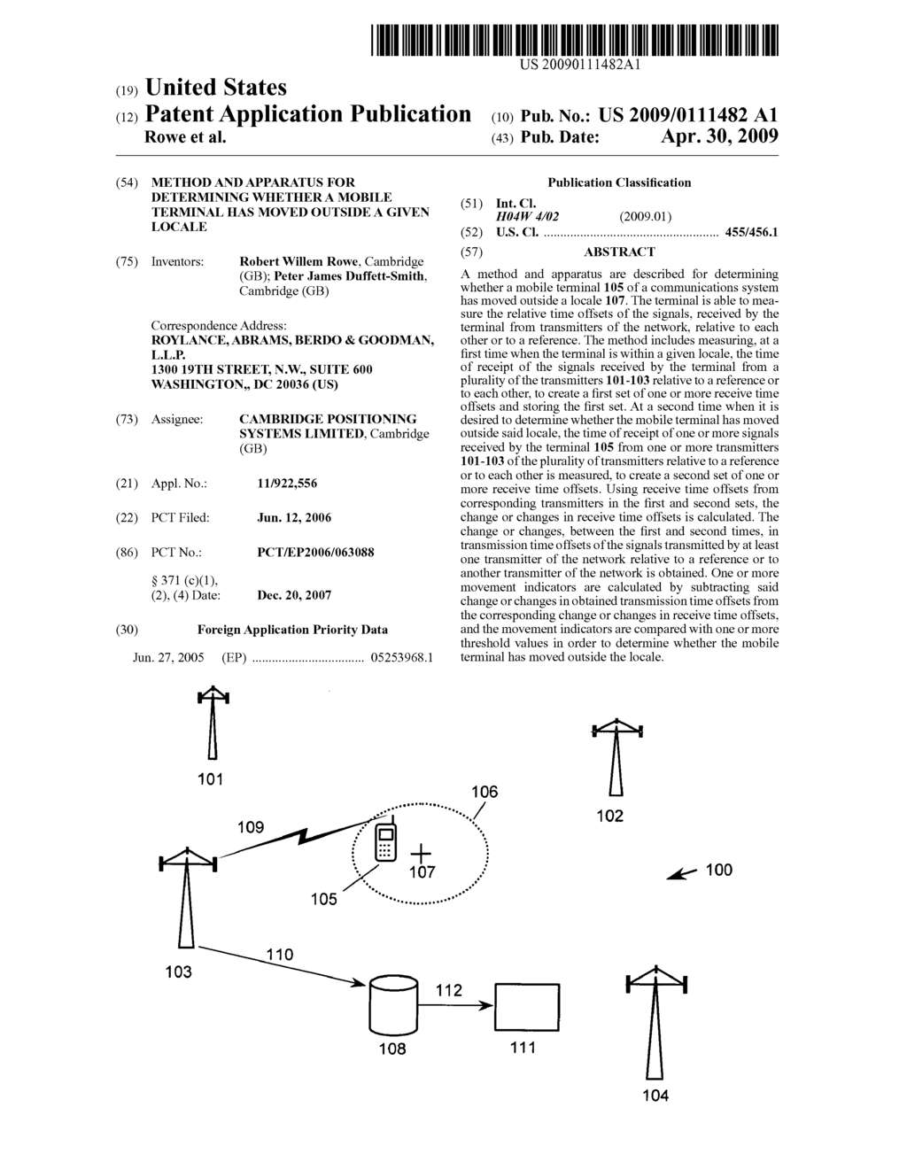 Method and Apparatus for Determining Whether a Mobile Terminal Has Moved Outside a Given Locale - diagram, schematic, and image 01