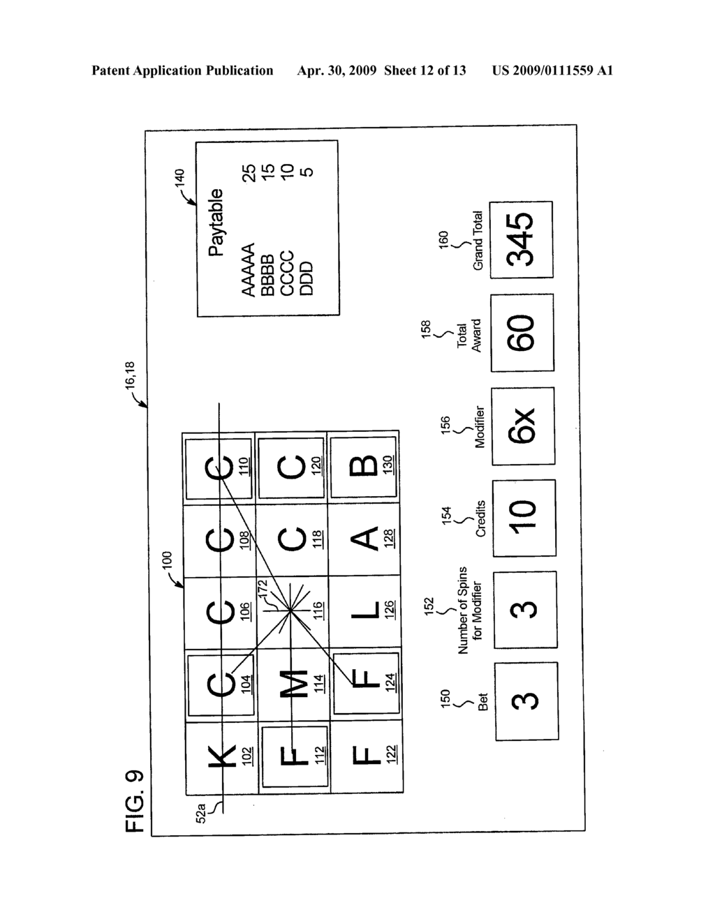 GAMING SYSTEM AND METHOD FOR PROVIDING DESIGNATED SYMBOL DISPLAY AREAS THAT MODIFY AWARDS - diagram, schematic, and image 13