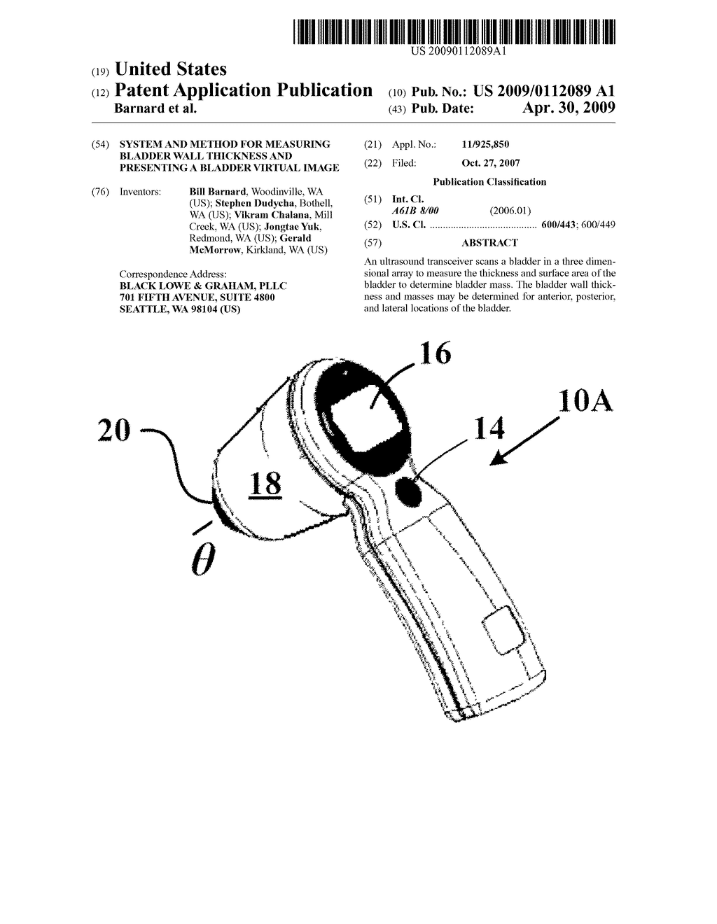 SYSTEM AND METHOD FOR MEASURING BLADDER WALL THICKNESS AND PRESENTING A BLADDER VIRTUAL IMAGE - diagram, schematic, and image 01