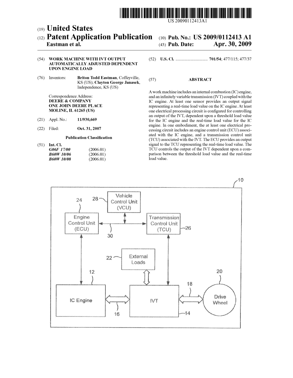 Work Machine With IVT Output Automatically Adjusted Dependent Upon Engine Load - diagram, schematic, and image 01