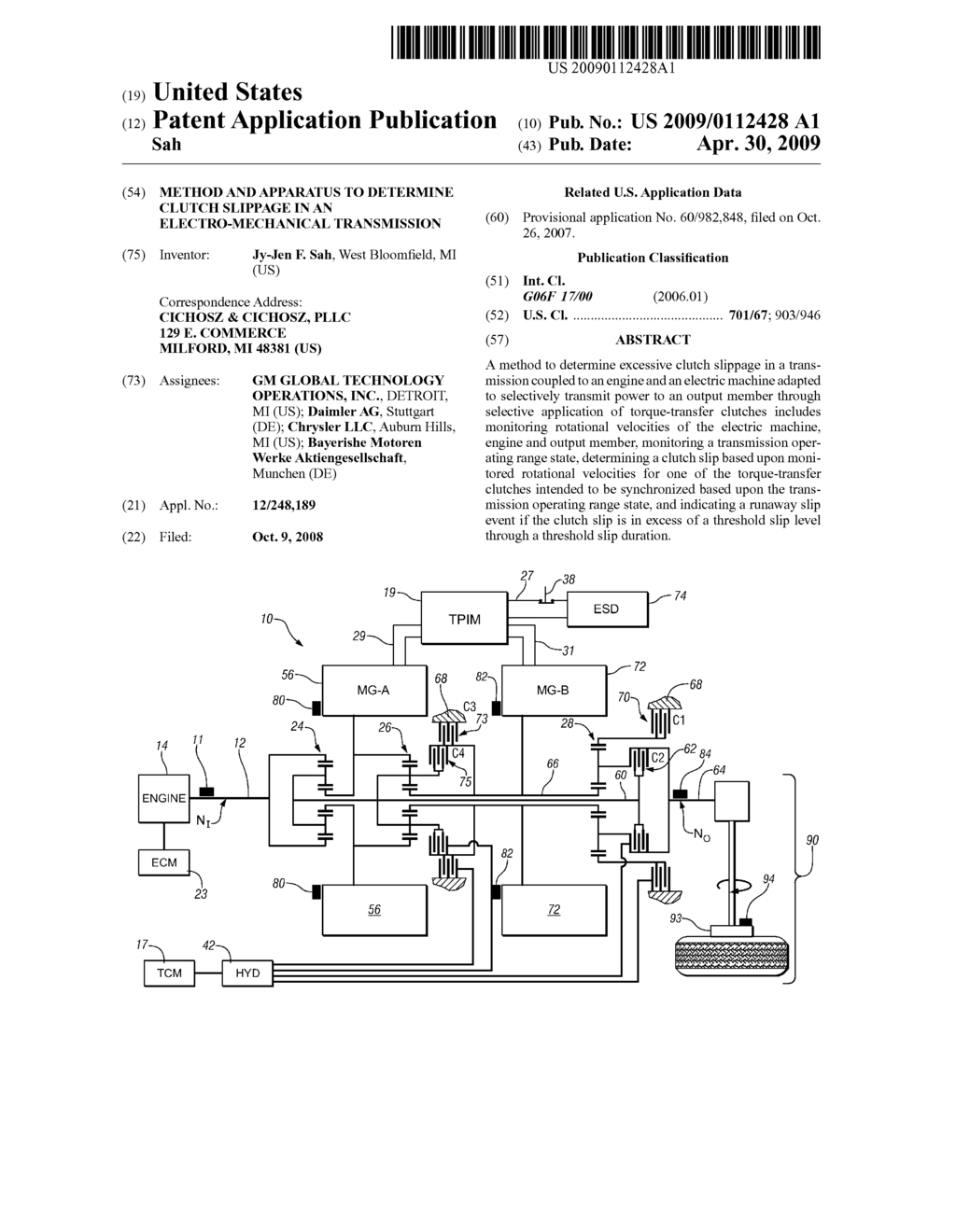 METHOD AND APPARATUS TO DETERMINE CLUTCH SLIPPAGE IN AN ELECTRO-MECHANICAL TRANSMISSION - diagram, schematic, and image 01