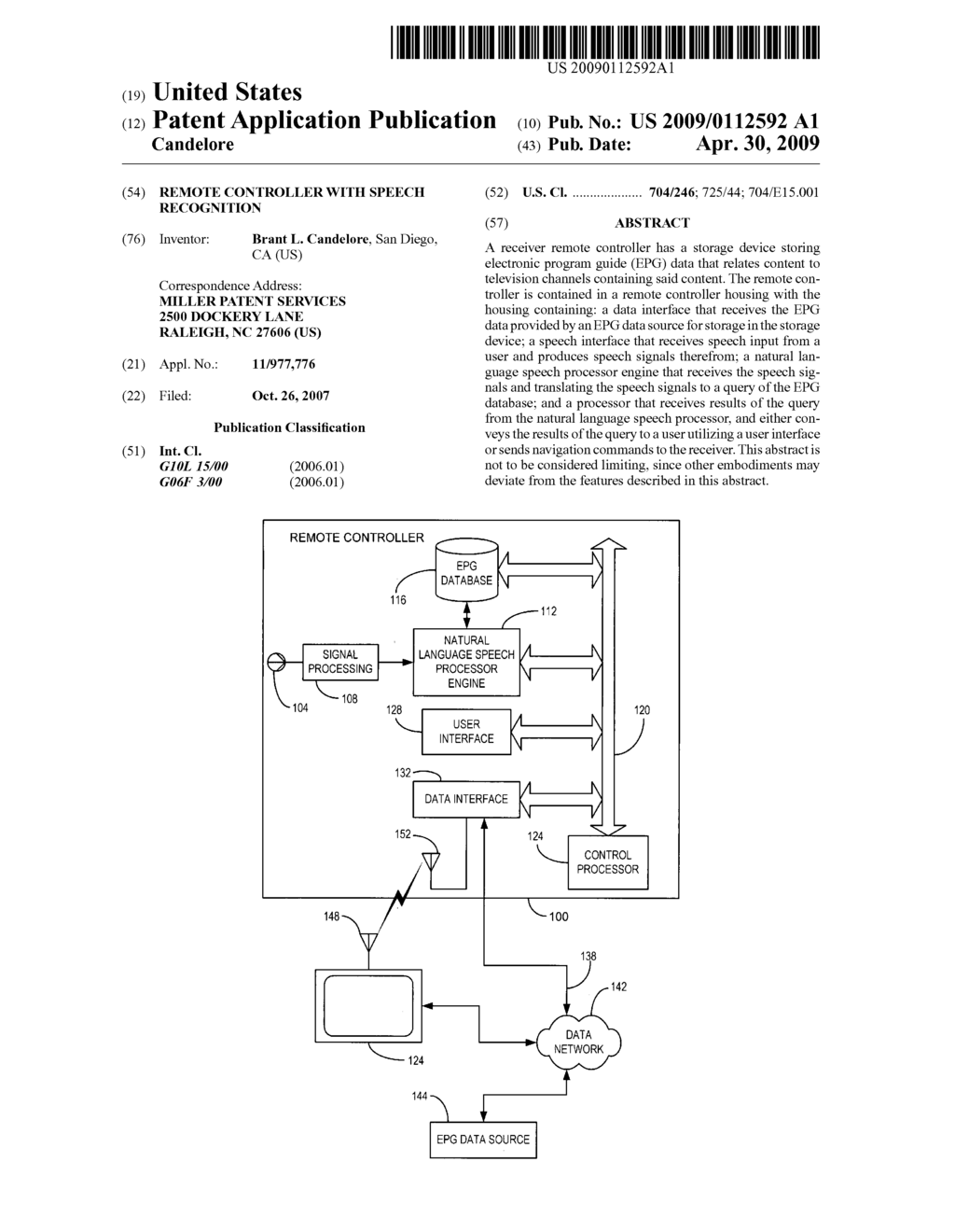 Remote controller with speech recognition - diagram, schematic, and image 01