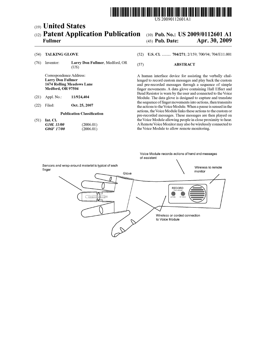 Talking Glove - diagram, schematic, and image 01