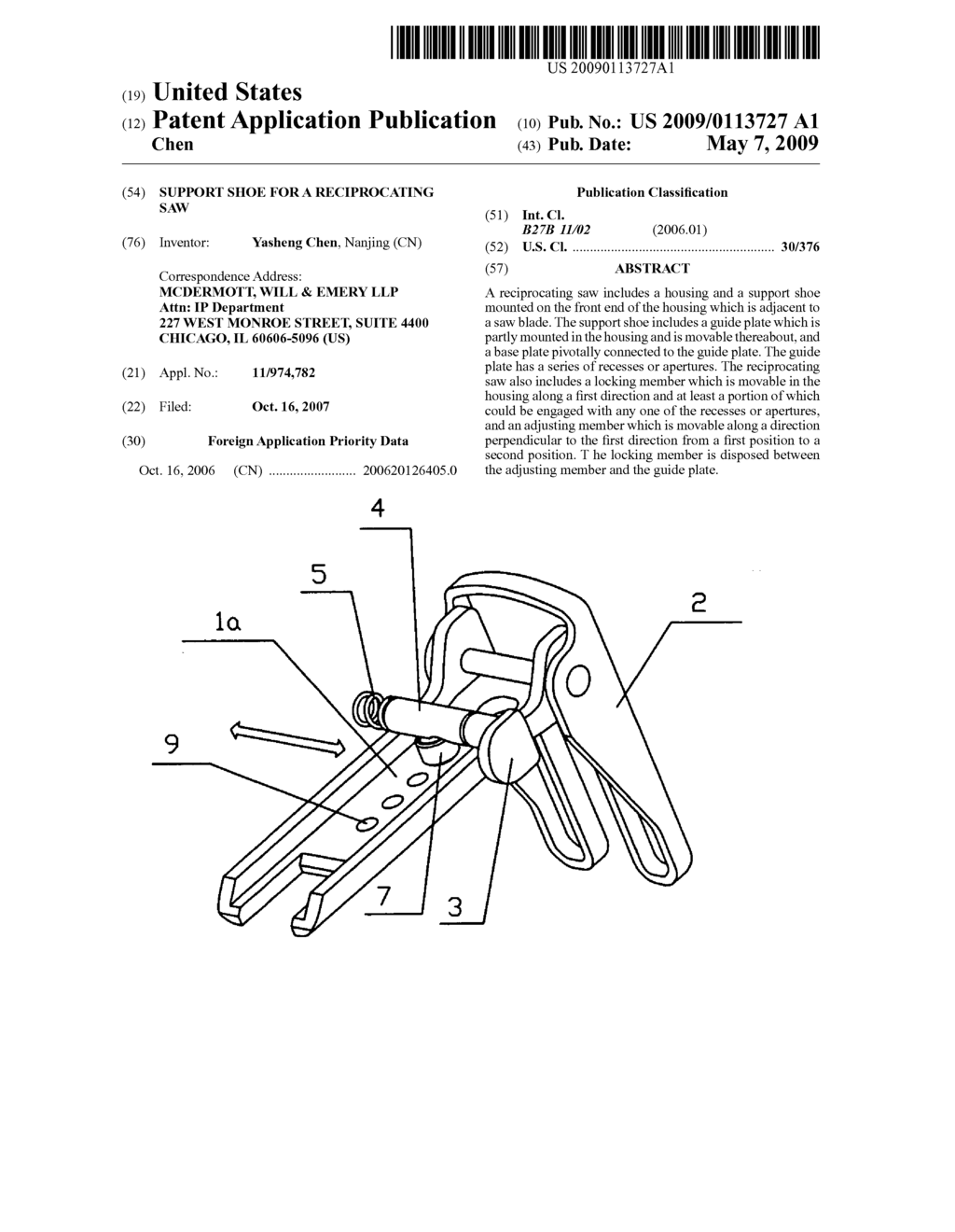 Support shoe for a reciprocating saw - diagram, schematic, and image 01