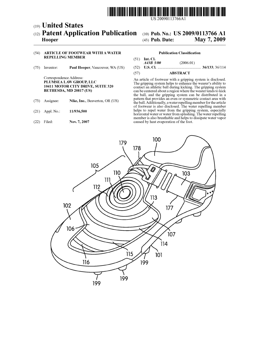 Article of Footwear with a Water Repelling Member - diagram, schematic, and image 01