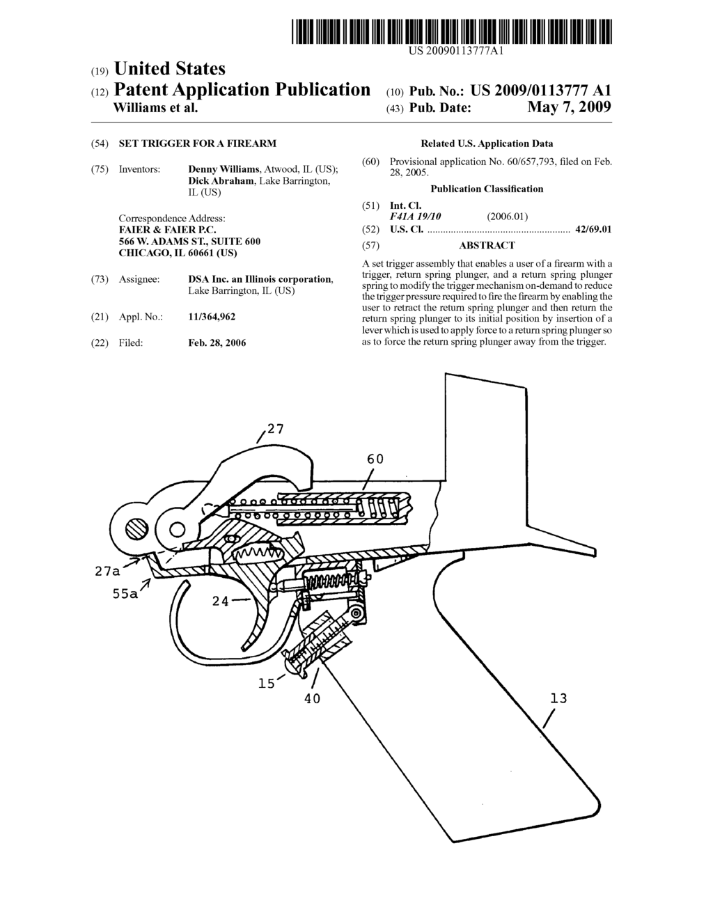 Set trigger for a firearm - diagram, schematic, and image 01