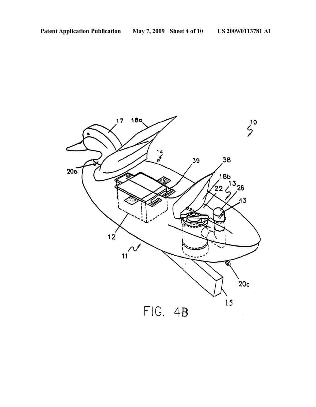 Swimming waterfowl decoy with spray - diagram, schematic, and image 05