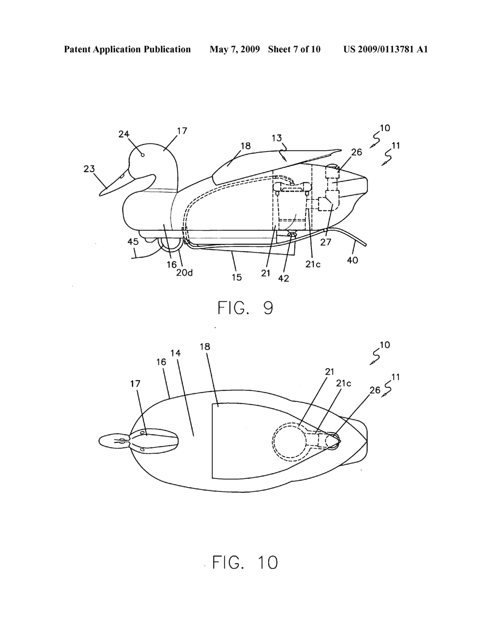 Swimming waterfowl decoy with spray - diagram, schematic, and image 08