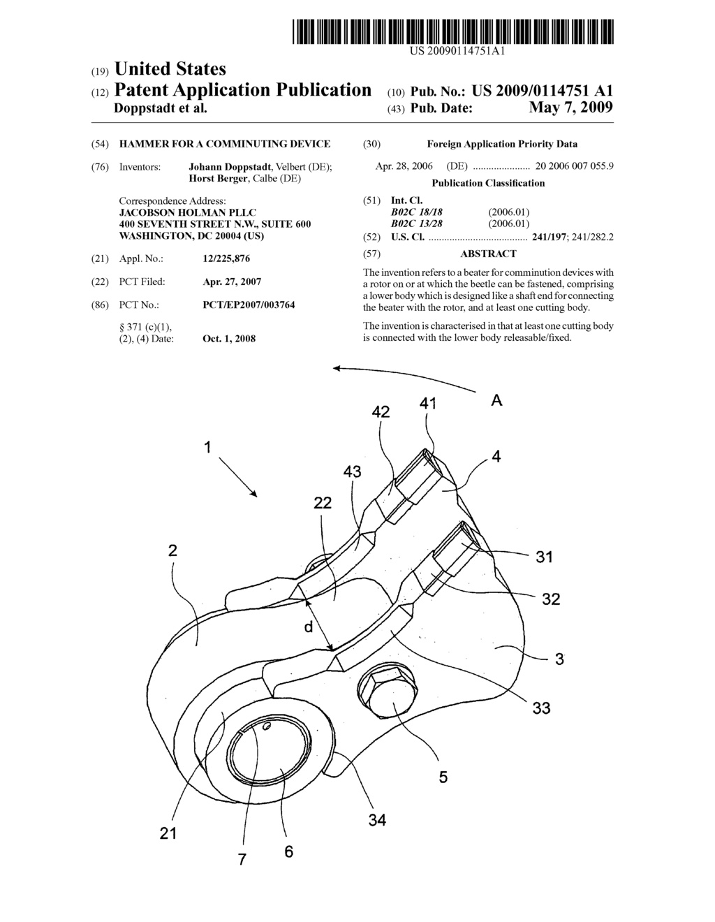 Hammer for a Comminuting Device - diagram, schematic, and image 01